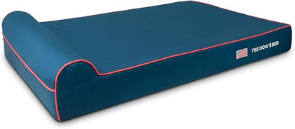 The Dog’s Bed Orthopedic Headrest Dog Bed XXL Blue Oxford with Red Trim US Flag, Memory Foam, Hip & Elbow Dysplasia, Post Surgery, Lameness, Waterproof Washable Cover, Veterinary Approved