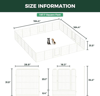 FXW Rollick Unleashed Dog Playpen for Indoor, Yard, RV Camping, 32 inch 24 Panels for Small and Medium Dogs, White│Patented