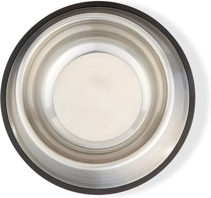 Amazon Basics Stainless Steel Non-Skid Pet Dog Water And Food Bowl, 2-Pack (10 x 2.8 Inches), Each Holds Up to 38oz