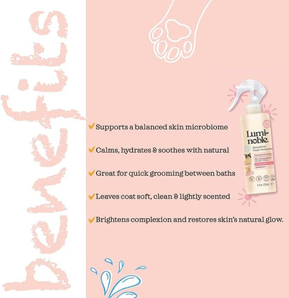Sensitive Dog Deodorizing Spray Perfume, Oatmeal Formula Pet Cologne,Hypoallergenic Detangler Spray, Alcohol Free, Pet Odor Neutralizer for Puppies, White Musk Scent to Refresh The Skin and Coat, 8oz