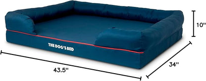 The Dog’s Bed Orthopedic Dog Bed XL Oxford Blue with Red Trim, Memory Foam, Pain Relief: Arthritis, Post Surgery, Lameness, Supportive, Waterproof Washable Cover, Veterinary Approved