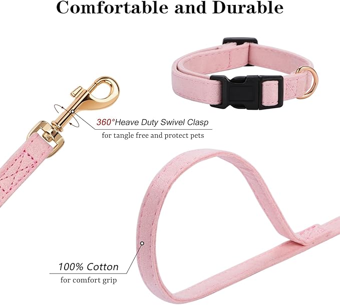 No Pull Dog Harness- Lightweight, Soft, Adjustable Small Harness Collar and Leash Set, Suitable for Cats Puppy Small and Medium-Sized Dog Outdoor Training and Running (Pink, XXS)