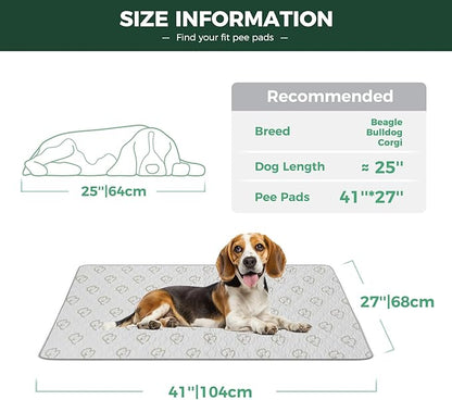 FXW Washable Pee Pads for Dogs, Leak-Proof & Non-Slip, Specifically Designed for 42inch Cages, 27" x 41" Rectangle, Khaki, 1 Pack