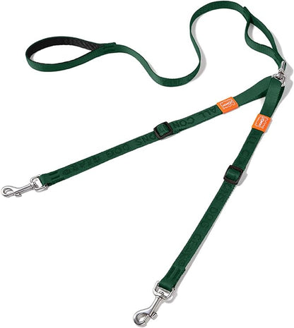 HOWGO Double Dog Leash, No Tangle 360° Swivel, Adjustable Two Padded Handles, Double Clip Dog Leash Coupler Splitter for 30~150 lbs Large and Medium Breeds (Green, 4/5'' x 4.8 FT, Std)
