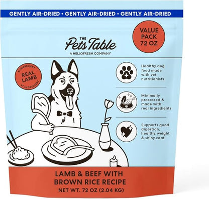 The Pets Table Air Dried Dog Food for Dogs Large, Medium and Small with Sensitive Stomachs | Puppy Dog Food, Adult Dog Food, Senior Dog Food | Lamb & Beef with Brown Rice 4.5 lbs / 72 oz Bag