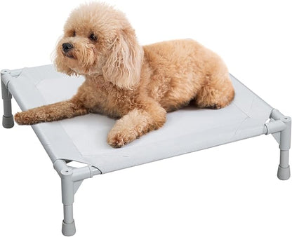 Love&go Elevated Dog Bed with Metal Frame, Cooling Raised Pet Cot for Dog and Cat (S - Grey, Small-18.5x18.5x5.5 inch)