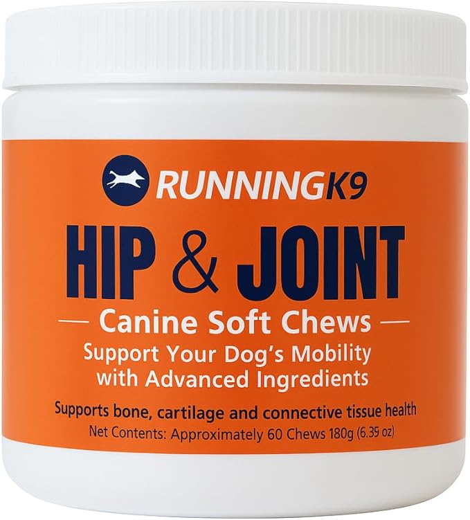 Running K9 Hip & Joint Soft Chews for Dogs – Glucosamine, MSM, Turmeric & Collagen – Joint Support Supplement for Mobility, Flexibility & Comfort – 60 Count – Made in USA