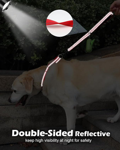Joytale Strong Short Dog Leash 18 Inch, 1.2 Inch Wide, Heavy Duty, Padded Handle for Traffic Control, Reflective Leash for Medium and Large Dogs Walking Training, Red