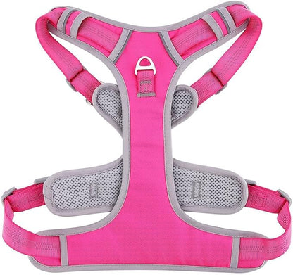 Paawpal Adjustable Dog Harness - No Pull, Reflective, Soft Padded for Small, Medium, Large Dogs - Includes Leash Pink XL