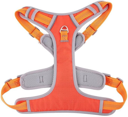 Paawpal Adjustable Dog Harness - No Pull, Reflective, Soft Padded for Small, Medium, Large Dogs - Includes Leash Orange XL