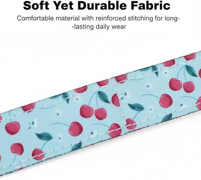 Dog Collar, Cherry Pattern Dog Collar for Spring Summer for Medium Large Dogs, M