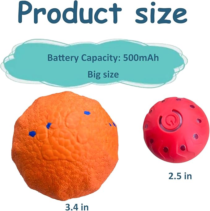 Upgraded Interactive Dog Toys for Aggressive Chewers,E-TPU Interactive Dog Balls Moving Dog Toys to Keep Them Busy,Dog Chew Toys for Dogs,Automatic Rolling Activated Dog Toy Valentines Day Gift