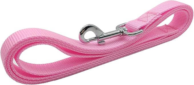 TAIAN 4FT/5FT/6FT Strong Dog Leash, Nylon Dog Leashes for Small Medium Large Dogs (5/8 in x 5 ft, Pink)