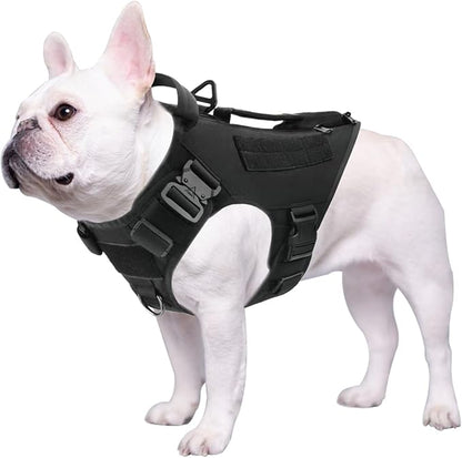 Tactical Dog Backpack Harness for Large Breed Original Design Metal Buckle Vest with Side Bags Pouches for Service Working Training (Black (Vest only), Medium)