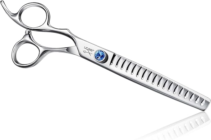 JASON Left Handed 7" 18-Tooth Texturising Dog Grooming Chunkers Scissor, Ergonomic Cats Grooming Shears Pets Trimming Kit with Offset Handle, Sharp, Comfortable Shear Christmas Gift