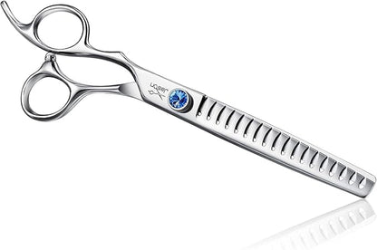 JASON Left Handed 7" 18-Tooth Texturising Dog Grooming Chunkers Scissor, Ergonomic Cats Grooming Shears Pets Trimming Kit with Offset Handle, Sharp, Comfortable Shear Christmas Gift