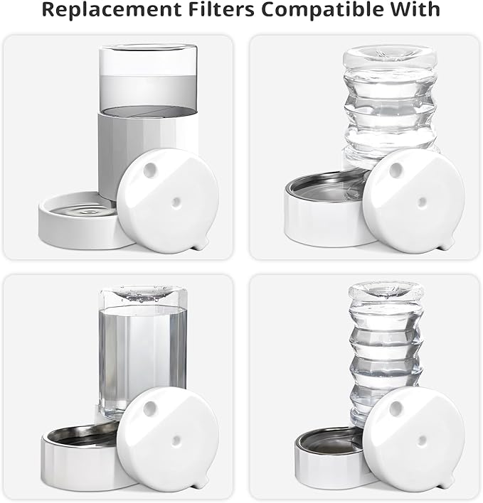 Baofum Gravity Pet Water Fountain Filters, Automatic Pet Waterer Replacement Filters for 3.6L/4.6L/6L/8L Dog Water Dispenser(4 Filters with 1Brush)