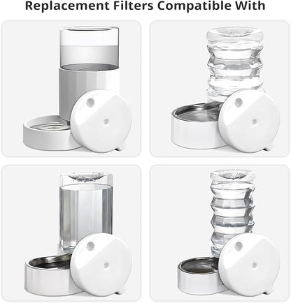 Baofum Gravity Pet Water Fountain Filters, Automatic Pet Waterer Replacement Filters for 3.6L/4.6L/6L/8L Dog Water Dispenser(4 Filters with 1Brush)