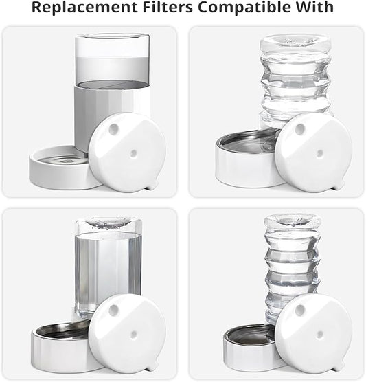 Baofum Gravity Pet Water Fountain Filters, Automatic Pet Waterer Replacement Filters for 3.6L/4.6L/6L/8L Dog Water Dispenser(4 Filters with 1Brush)
