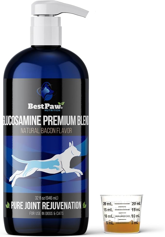 Best Paw Nutrition - Bacon Flavor Liquid Glucosamine for Dogs & Cats - Joint Supplement for Hip & Joint Pain Relief Pets Love - 32oz
