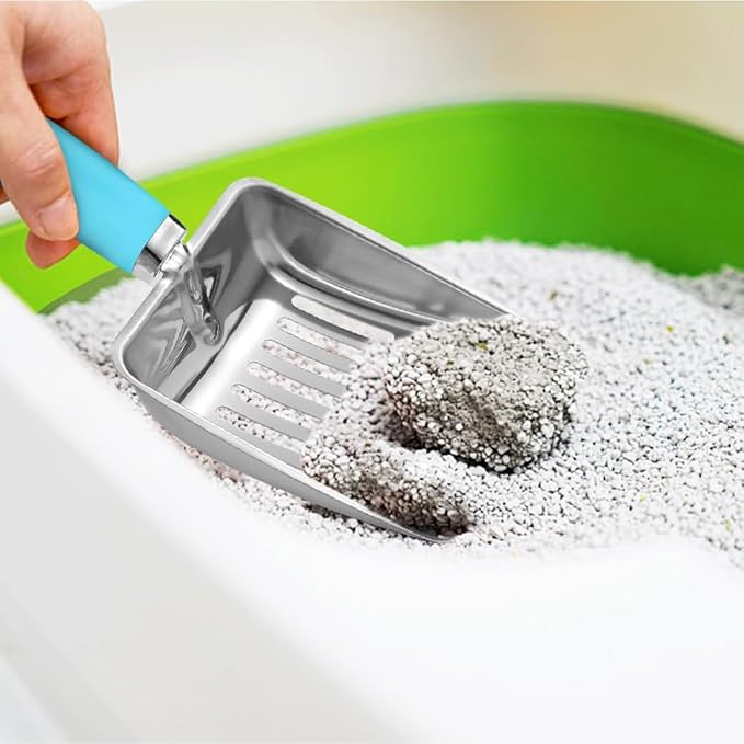 Apidgrowth Cat Litter Scoop - Stainless Steel Metal Cat Litter Scoop-Sturdy Mesh Scooper - Mesh Shovel-Easy to Clean - Suitable for Cat Litter Box -Blue-Christmas