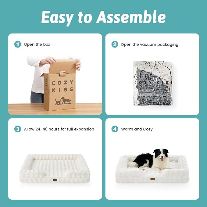 COZY KISS Orthopedic Dog Bed for Medium Small Size Dog, Soft and Warm Faux Fur Sofa for Pet Up to 40 lbs, Foam Bolster Anti-Slip Couch with Washable Removable Cover, M 30x20x6.5 inch, Beige