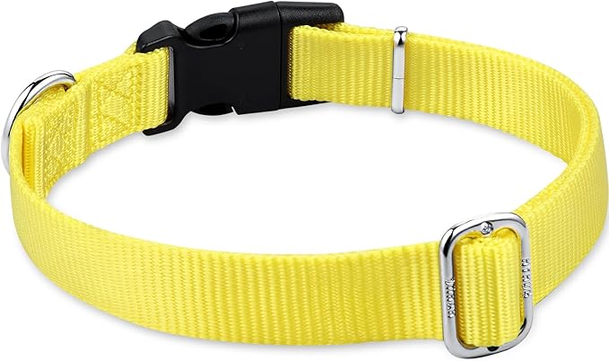 Hyhug Medium Dog Collar, Yellow:Heavy-Duty Quick-Release Nylon Buckle, Adjustable & Durable, Cute Dog Collar (Medium, Illuminating Yellow)