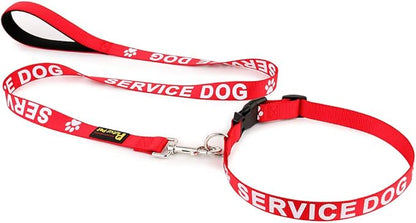 Plutus Pet Service Dog Collar,Printed in Large Letters on Nylon Webbing,Prevents Accidents by Warning Others of Your Dog in Advance,Two Colors,Four Sizes,Neck 8-12 inch,Extra Small,Red