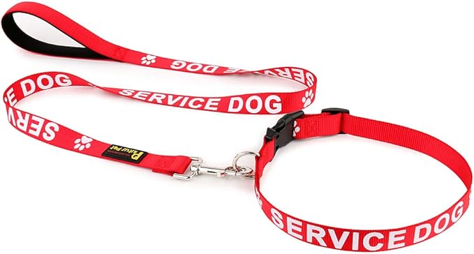 Plutus Pet Service Dog Collar,Printed in Large Letters on Nylon Webbing,Prevents Accidents by Warning Others of Your Dog in Advance,Two Colors,Four Sizes,Neck 10-16 inch,Small,Red