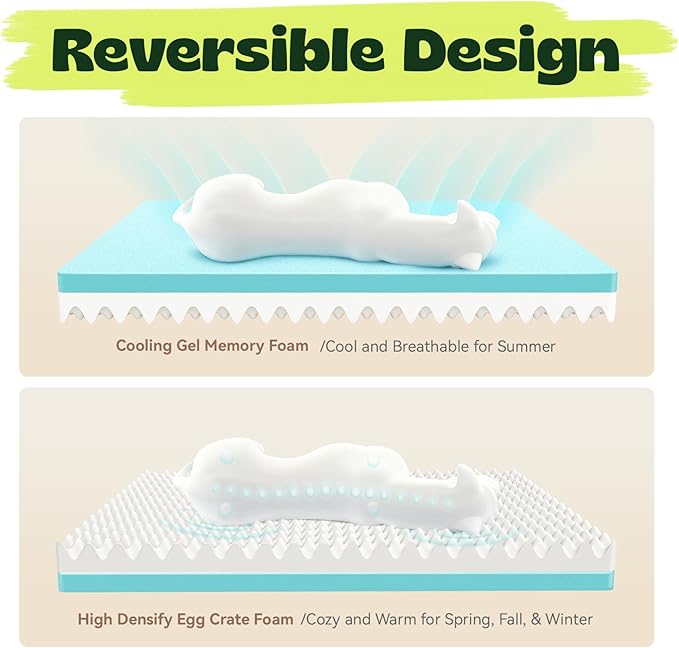 Orthopedic Cooling Dog Bed for Medium Large Dogs,Rectangle Sofa Bed with Cool Gel Memory Foam & Egg Crate Foam,Waterproof Removable Washable Cover, Ideal for Senior Pets,Grey