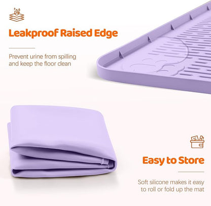 Pee Pads for Dogs, 40" x 28" Extra Large Reusable Silicone Mat, Washable Puppy Training Pads for Potty Training, Non-Slip, Leak-Proof, Indoor Floor Protection (Purple)