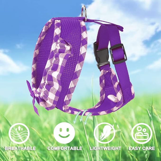 SuperBuddy Upgraded Soft Mesh Dog Harness, Super Breathable Lightweight Pet Harnesses for Puppy Dogs Outdoor Walking, Purple Dog Harness -Large