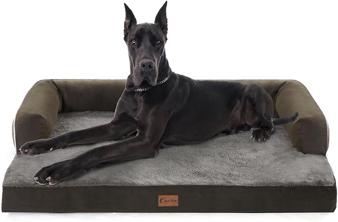 Casa Paw Orthopedic XXL Dog Beds, Waterproof Egg Crate Foam Big Pet Bed for All Breed Sized Dogs 53x42Inch, Washable Extra Large Dog Couch Bed with Removable Cover and Non-Slip Bottom, Dark Green