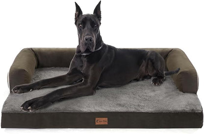 Casa Paw Orthopedic XXL Dog Beds, Waterproof Egg Crate Foam Big Pet Bed for All Breed Sized Dogs 53x42Inch, Washable Extra Large Dog Couch Bed with Removable Cover and Non-Slip Bottom, Dark Green