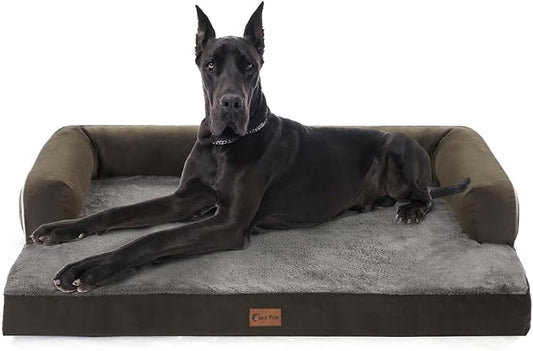 Casa Paw Orthopedic XXL Dog Beds, Waterproof Egg Crate Foam Big Pet Bed for All Breed Sized Dogs 53x42Inch, Washable Extra Large Dog Couch Bed with Removable Cover and Non-Slip Bottom, Dark Green