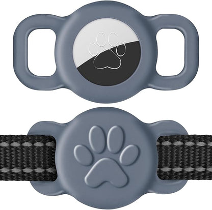 Dynmeow Dog Cat Collar Holder Compatible with Airtag, Anti-Lost Silcione Holder for 3/8 and 5/8 Inch Wide Collars, Grey, S(1 Pack)
