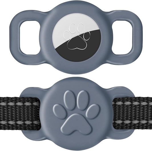 Dynmeow Dog Cat Collar Holder Compatible with Airtag, Anti-Lost Silcione Holder for 3/8 and 5/8 Inch Wide Collars, Grey, S(1 Pack)