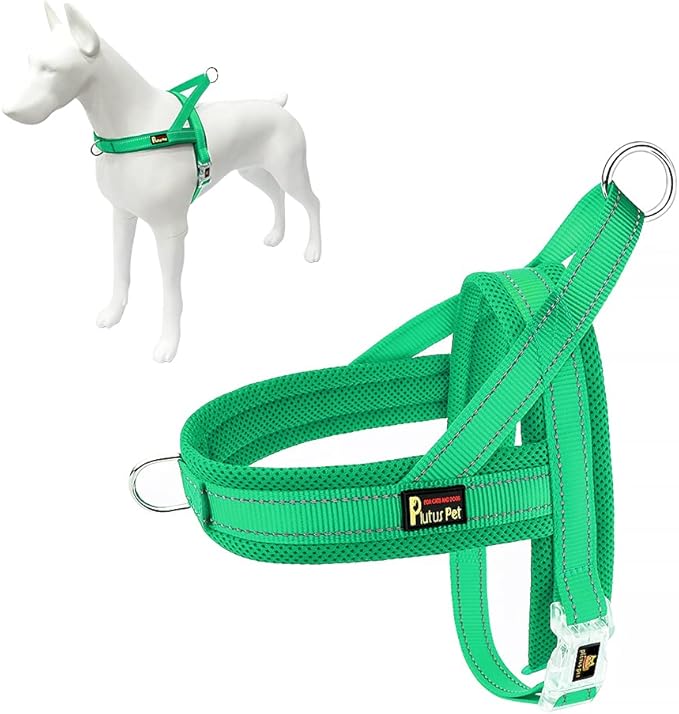 Plutus Pet No Pull Dog Harness with Breathable Mesh Padded, Adjustable Reflective Escape Proof Dog Harness, Quick Fit Dog Vest Harness for Small Medium Large Dogs(XXS, Green)