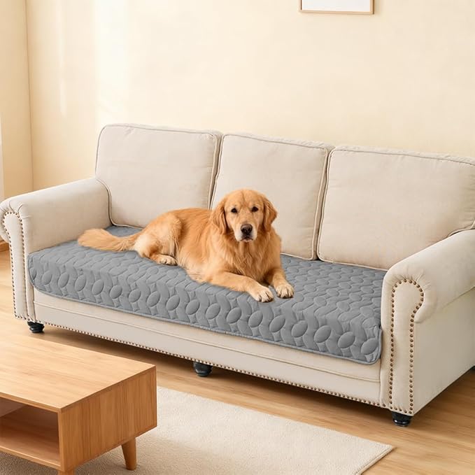 Ameritex Waterproof Pet Bed Cover Anti-Slip Dog Bed Blanket for Sofa and Furniture Waterproof New Pattern Design (Lightgrey, 30x53 Inch (Pack of 1))