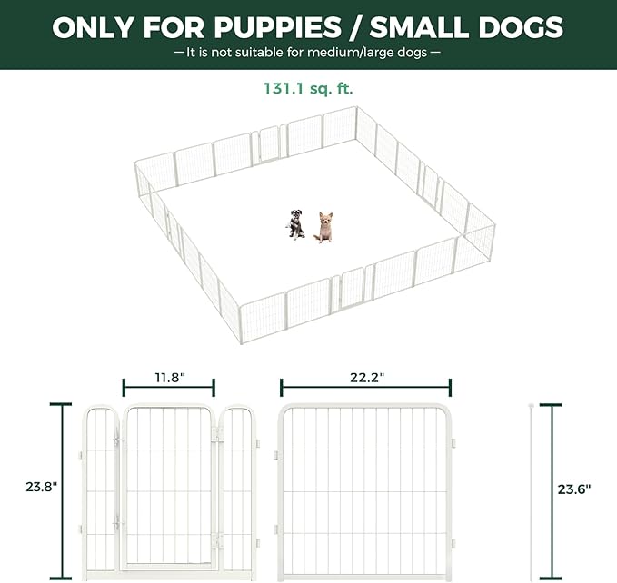 FXW Homeplus Unleashed Indoor Dog Playpen - Stress-Free and Safe Play, Heavy Duty 24 Inch 24 Panels Dog Pen for Puppy and Small Dogs, White│Patented