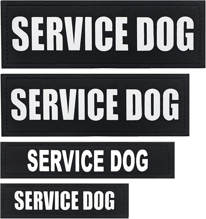 2Pack Service Dog Patches, Removable Vest Patches for in Training Dogs, Hook Backing Dog Harness Patch, Black, XS