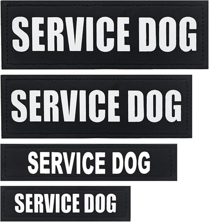 2Pack Service Dog Patches, Removable Vest Patches for in Training Dogs, Hook Backing Dog Harness Patch, Black, XS