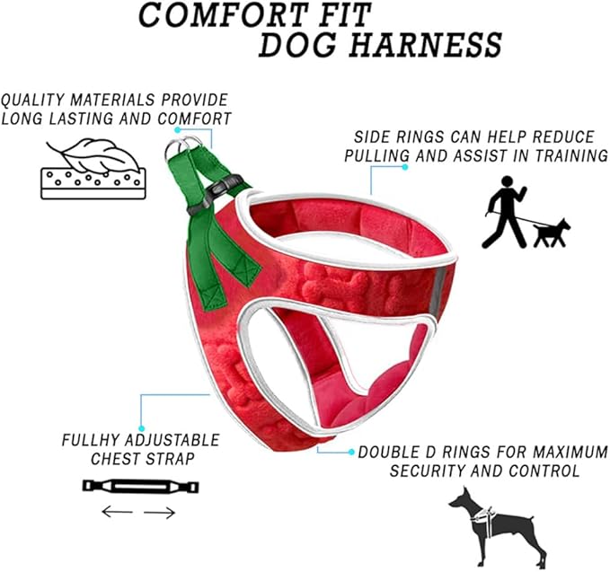 Comfort Fit Step-in Dog Harness All-Weather Dog & Puppy Harness Adjustable Extra Comfort Soft Padded No-Pull Vest for Small Medium Dogs Easy to Put On Secure Buckle Fit (Plush Both Side Velvet)