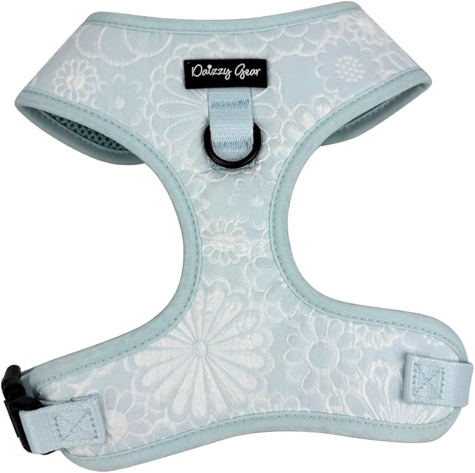 Large Dog Collar and Harness Set – No Pull, All-Weather, Breathable Harness & Leash Set with Collar, Bandana, Sailor Bow & Poop Bag Holder – Adjustable & Soft - Divine Petals on Jacquard Fabric