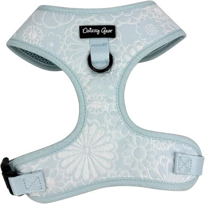 Large Dog Collar and Harness Set – No Pull, All-Weather, Breathable Harness & Leash Set with Collar, Bandana, Sailor Bow & Poop Bag Holder – Adjustable & Soft - Divine Petals on Jacquard Fabric