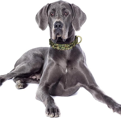 MOODEL Reflective Dog Collar for Large Dogs, Cute Camouflage Adjustable Heavy-Duty Nylon Puppy Collar for Boy and Girl Female, Soft Pet Accessories with Quick Release Buckle, Green