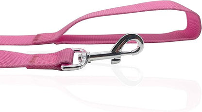Nylon Dog Leash 10 Feet Long, Walking Training Dog Leashes for Medium Large Dogs, 1 Inch Wide (Pink)