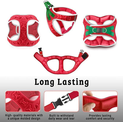 Comfort Fit Step-in Dog Harness All-Weather Dog & Puppy Harness Adjustable Extra Comfort Soft Padded No-Pull Vest for Small Medium Dogs Easy to Put On Secure Buckle Fit (Plush Both Side Velvet)