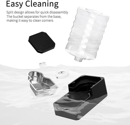 RIZZARI Stainless Steel Pet Waterer: 9L Black Gravity Fed Water Dispenser Leak-Proof for Senior Dogs Joint Care Home Owners - with Filter - Bedroom Garden Use