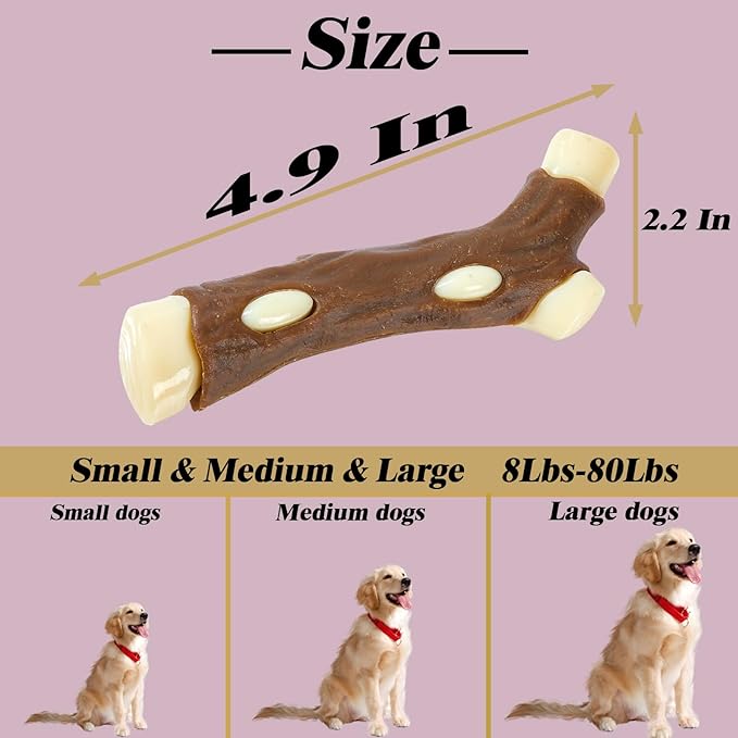 BETTEPROD Dog Bones Chew Toys for Aggressive Chewers, 3 Pack Real Beef Flavor,Indestructible Dog Teething Chew Toys for Large/Medium/Small Puppies Breed,Tough Pet Toy with Nylon